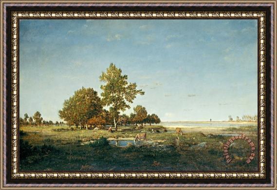 Theodore Rousseau Landscape with a Clump of Trees Framed Painting
