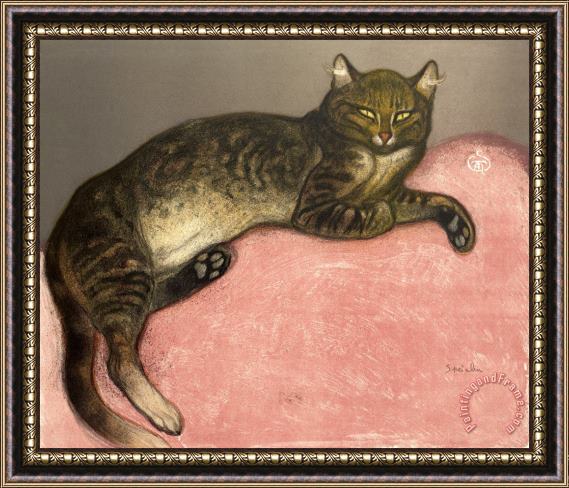 Theophile Alexandre Steinlen Winter Cat on a Cushion (l'hiver, Chat Sur Un Coussin) Framed Print