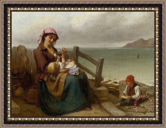 Thomas Brooks Mother And Child by The Seaside Framed Print