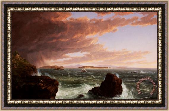 Thomas Cole View across Frenchman's Bay from Mt. Desert Island after a squall Framed Painting