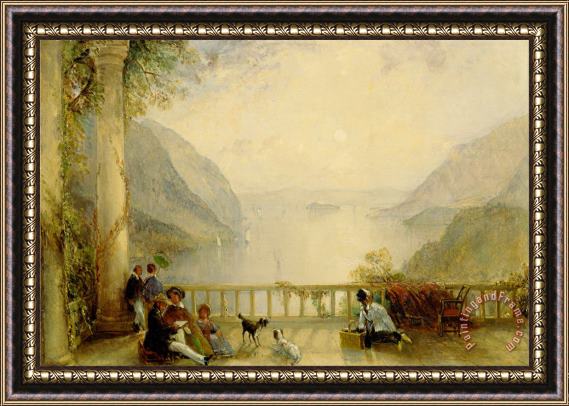 Thomas Creswick Figures on a Balcony, Probably at Westpoint Framed Painting