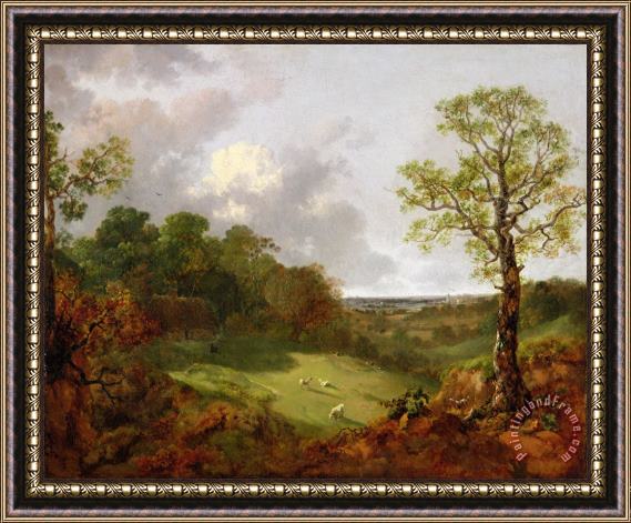 Thomas Gainsborough Wooded Landscape with a Cottage - Sheep and a Reclining Shepherd Framed Painting