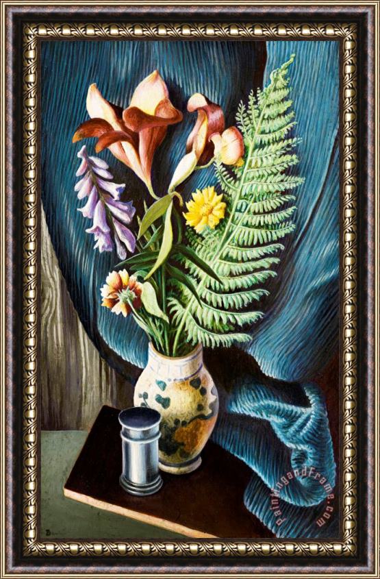 Thomas Hart Benton Still Life with Lilies And Ferns Framed Print