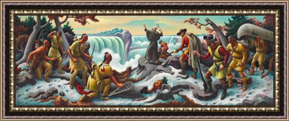 Thomas Hart Benton Study for Father Hennepin at Niagara Falls Framed Painting