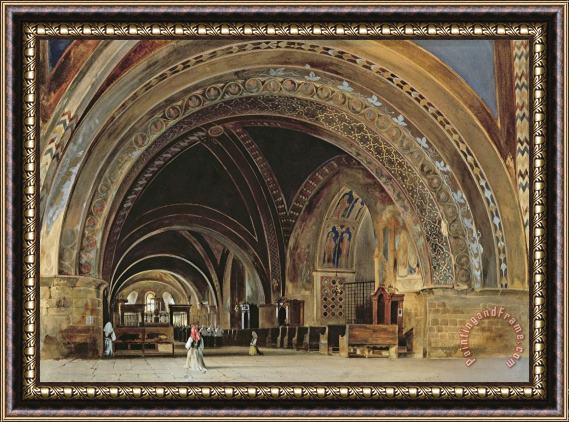 Thomas Hartley Cromek The Interior of the Lower Basilica of St. Francis of Assisi Framed Painting