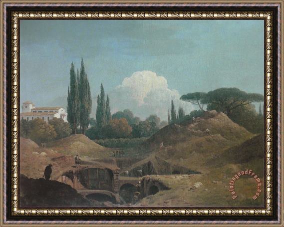 Thomas Jones An Excavation of an Antique Building in a Cava in The Villa Negroni, Rome Framed Painting