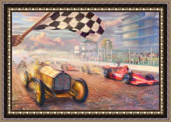 Thomas Kinkade A Century of Racing The 100th Anniversary Indianapolis 500 Mile Race Framed Painting