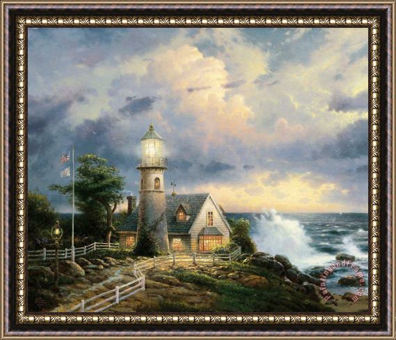 Thomas Kinkade A Light in The Storm Framed Painting