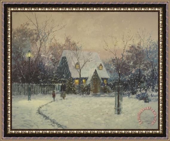 Thomas Kinkade A Winter's Cottage Framed Print