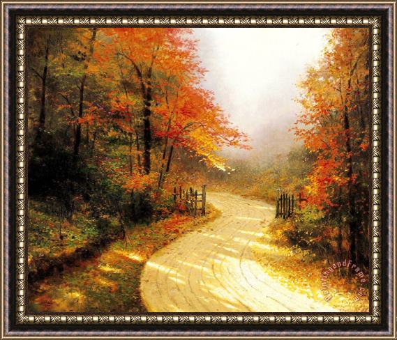 Thomas Kinkade Autumn Lane Framed Painting