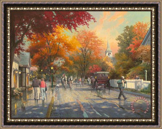 Thomas Kinkade Autumn on Mackinac Island Framed Print