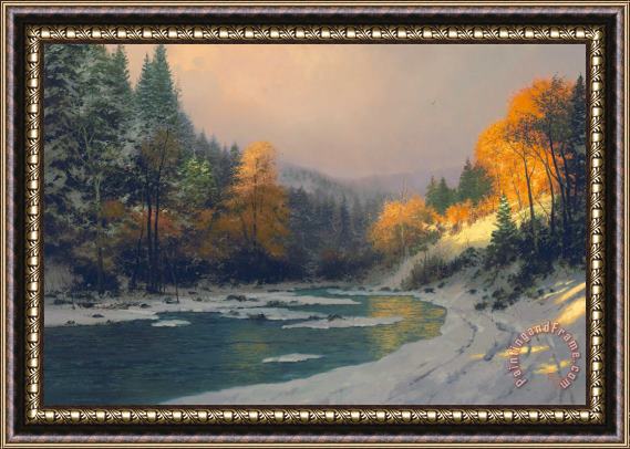Thomas Kinkade Autumn Snow Framed Painting