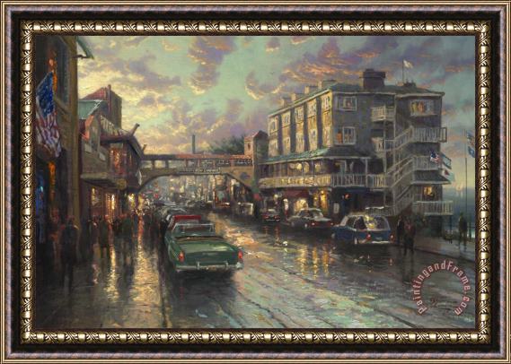Thomas Kinkade Cannery Row Sunset Framed Print