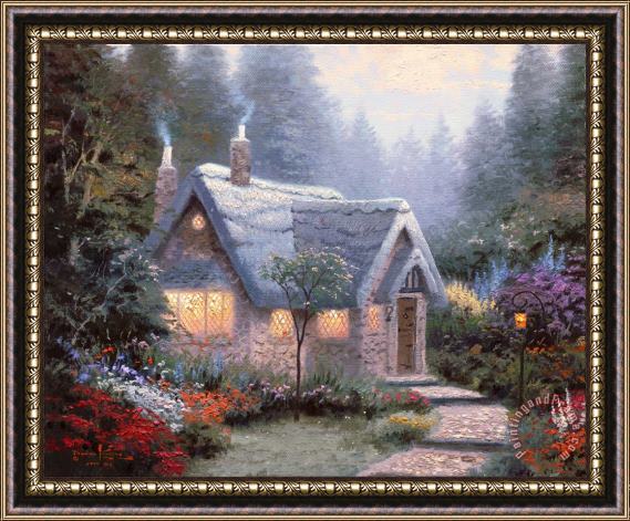 Thomas Kinkade Cedar Nook Cottage Framed Painting