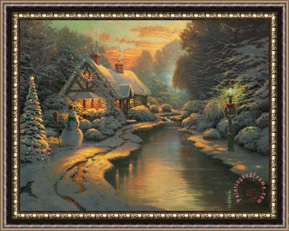 Thomas Kinkade Christmas Evening Framed Painting