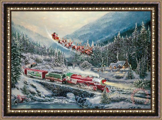 Thomas Kinkade Christmas Light Express Framed Print