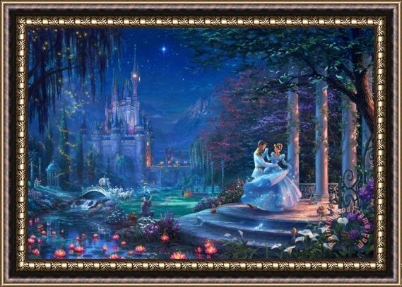 Thomas Kinkade Dancing in The Starlight Cinderella Framed Painting