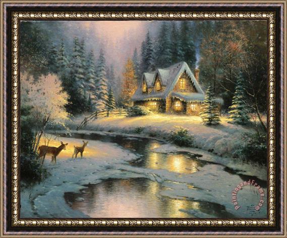Thomas Kinkade Deer Creek Cottage Framed Painting