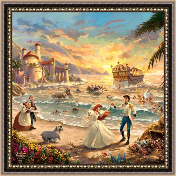 Thomas Kinkade Disney The Little Mermaid Celebration of Love Framed Painting