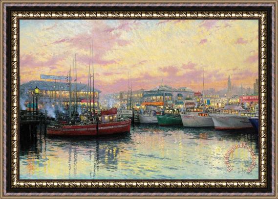Thomas Kinkade Fisherman's Wharf, San Francisco Framed Print