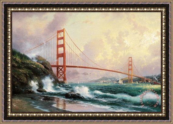 Thomas Kinkade Golden Gate Bridge, San Francisco Framed Painting