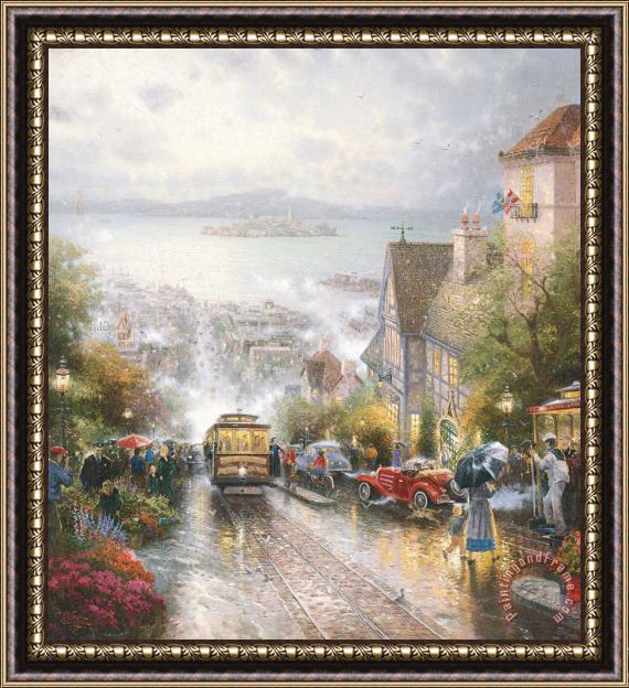 Thomas Kinkade Hyde Street And The Bay, San Francisco Framed Painting