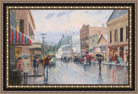 Thomas Kinkade Main Street Trolley Framed Painting