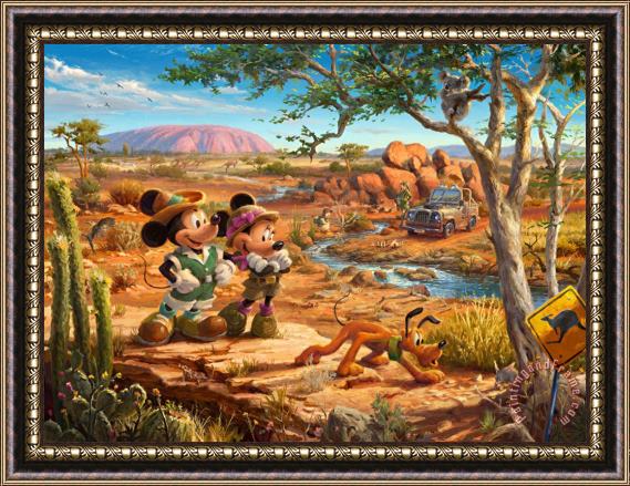 Thomas Kinkade Mickey And Minnie in The Outback Framed Painting