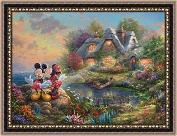 Thomas Kinkade Mickey & Minnie Framed Painting