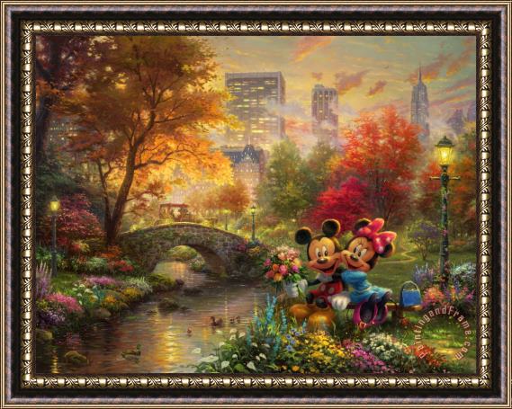 Thomas Kinkade Mickey & Minnie Sweetheart Central Park Framed Print