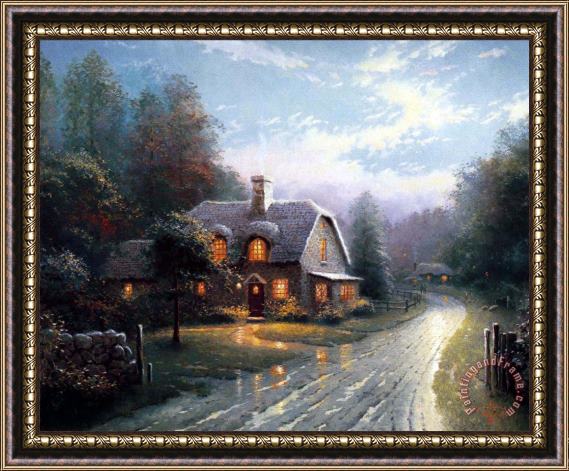 Thomas Kinkade Moonlight Lane I Framed Painting