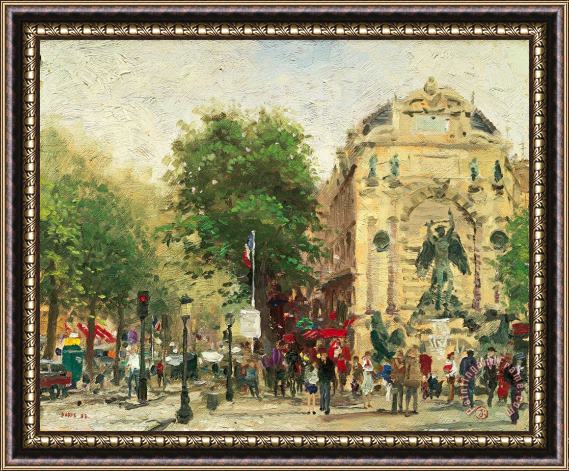 Thomas Kinkade Paris, St. Michel Framed Painting