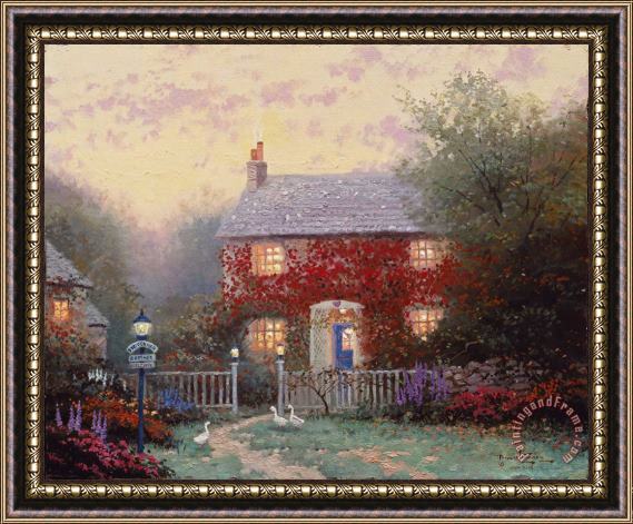 Thomas Kinkade Pye Corner Cottage Framed Painting