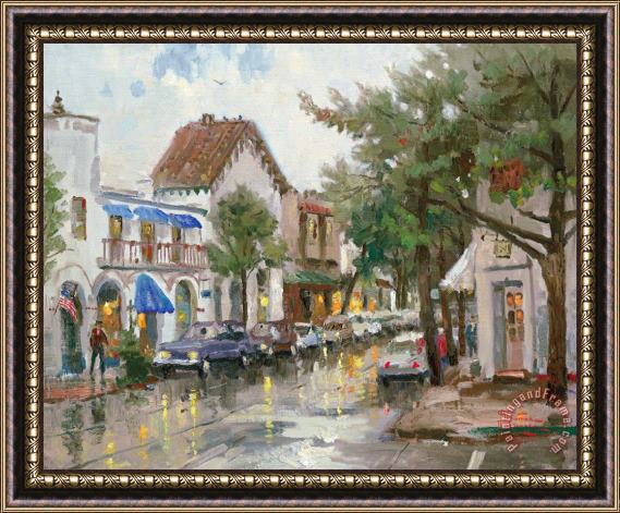 Thomas Kinkade Rainy Day in Carmel Framed Painting