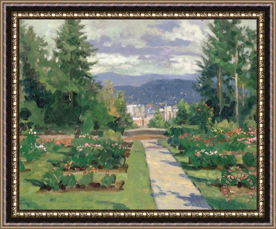 Thomas Kinkade Rose Garden, Portland Framed Painting