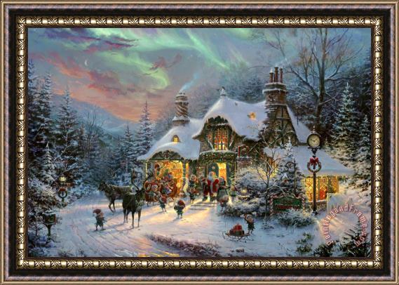 Thomas Kinkade Santa's Night Before Christmas Framed Painting