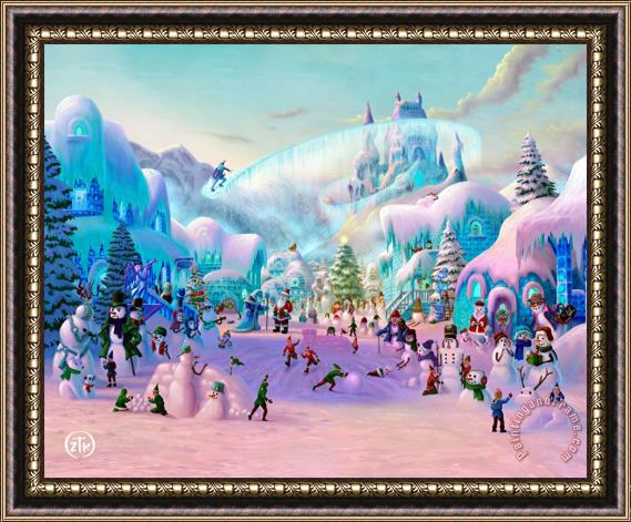 Thomas Kinkade Snowman Sanctuary Framed Painting