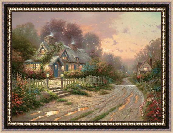 Thomas Kinkade Teacup Cottage Framed Print