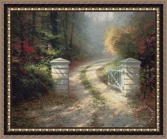 Thomas Kinkade The Autumn Gate - Canvas Classic Framed Print
