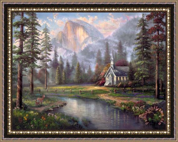 Thomas Kinkade Valley Chapel Framed Painting