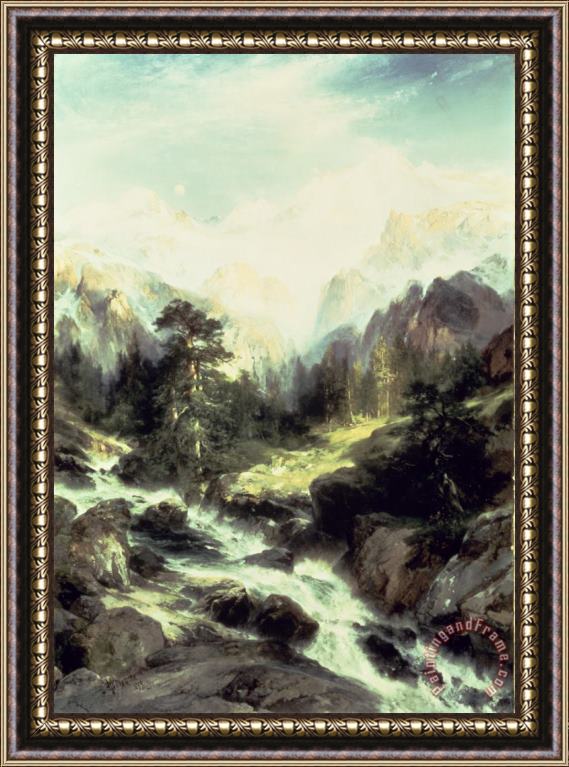 Thomas Moran In the Teton Range Framed Painting