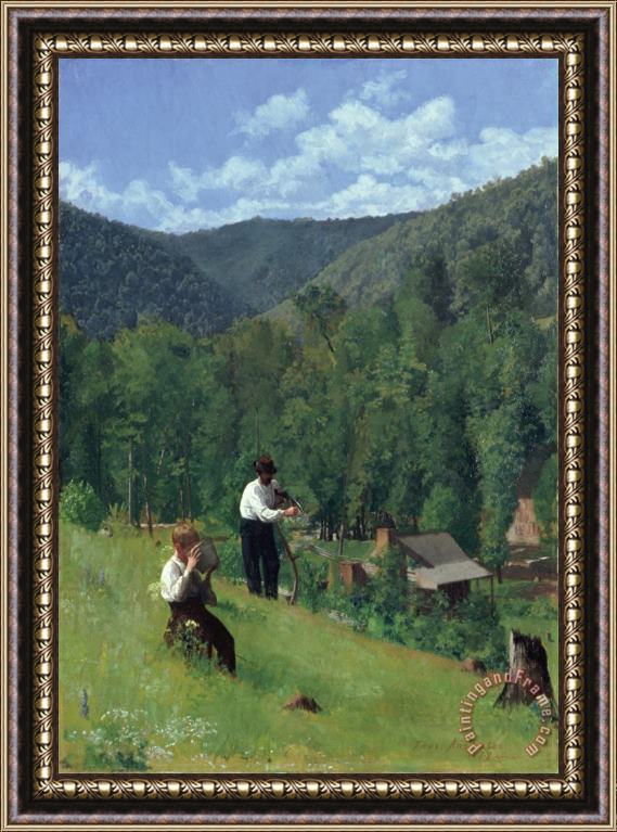 Thomas Pollock Anschutz The Farmer and His Son at Harvesting Framed Print
