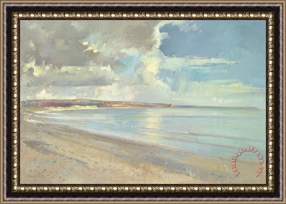 Timothy Easton Reflected Clouds Oxwich Beach Framed Print