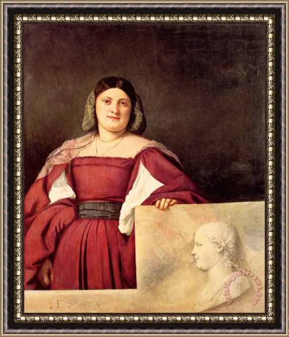 Titian Portrait of a Woman Called La Schiavona Framed Painting