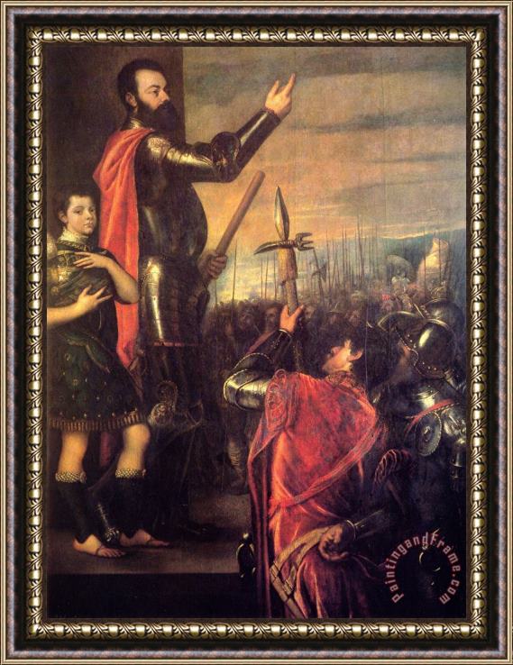 Titian The Speech of Alfonso D'avalo Framed Painting
