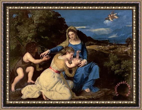 Titian The Virgin And Child with Saints Framed Painting
