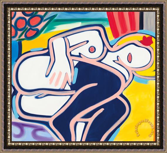 Tom Wesselmann Curled Up Blue Nude, 2001 Framed Painting