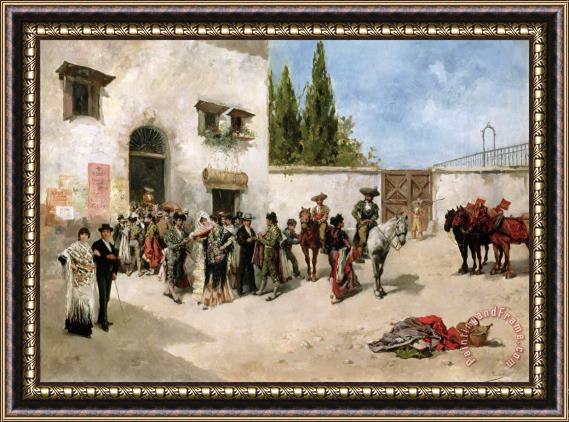 Vicente de Parades Bullfighters preparing for the Fight Framed Print