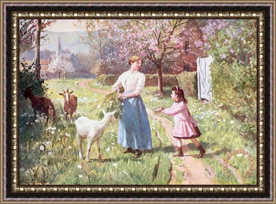 Victor Gabriel Gilbert Easter Eggs in the Country Framed Painting