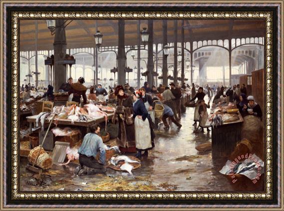 Victor Gabriel Gilbert The Fish Hall at the Central Market Framed Painting